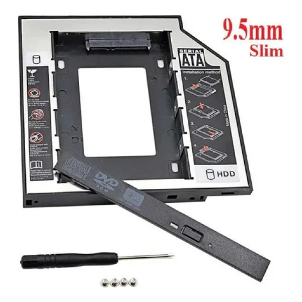 9.5mm Sata HDD Caddy SSD 9.5 Kızak Harddisk Kutusu Cdrom Yerine - Görsel 4