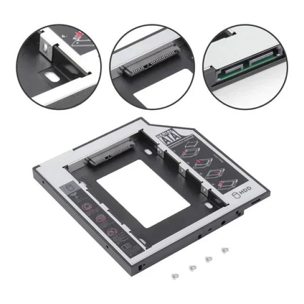9.5mm Sata HDD Caddy SSD 9.5 Kızak Harddisk Kutusu Cdrom Yerine - Görsel 3