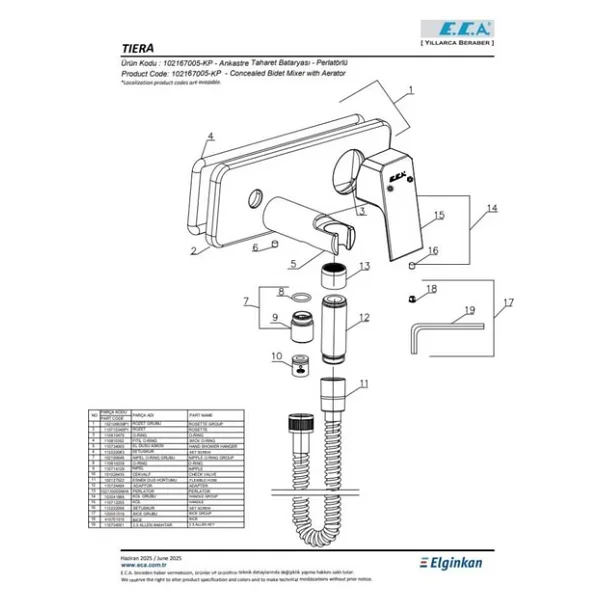 E.C.A. Tiera 102167005-Kp Krom Ankastre Bide Bataryası - Görsel 3