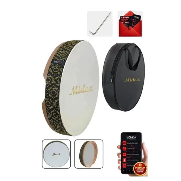 Midex Br-510 Kaliteli Bendir Def Akort Ayarlı El Tutma Oyuklu Çantalı - Görsel 5