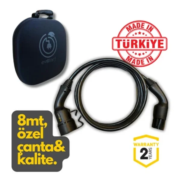 Evoşarj 22 kW T2 8 m Çantalı Elektrikli Araç Şarj Kablosu - Görsel 3