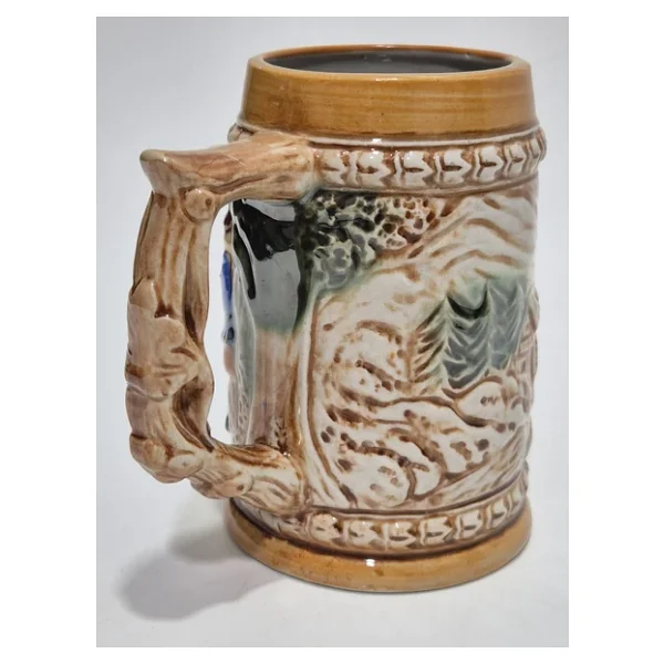 Vintage Tankart Kabartmalı İnsan Tasfirli Alman Seramik Bira Bardağı 11,8cm 001 - Görsel 7