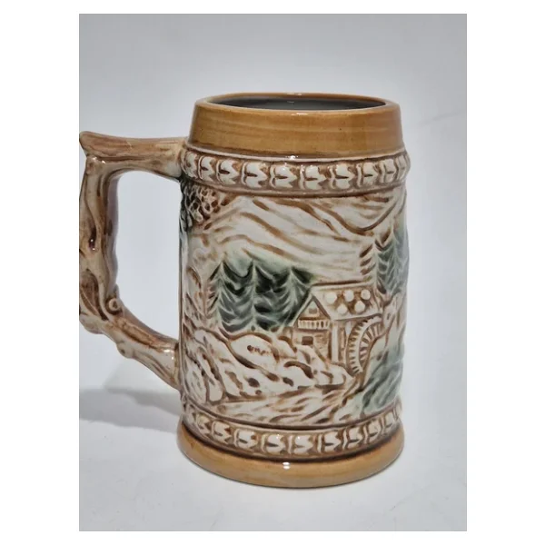 Vintage Tankart Kabartmalı İnsan Tasfirli Alman Seramik Bira Bardağı 11,8cm 001 - Görsel 6