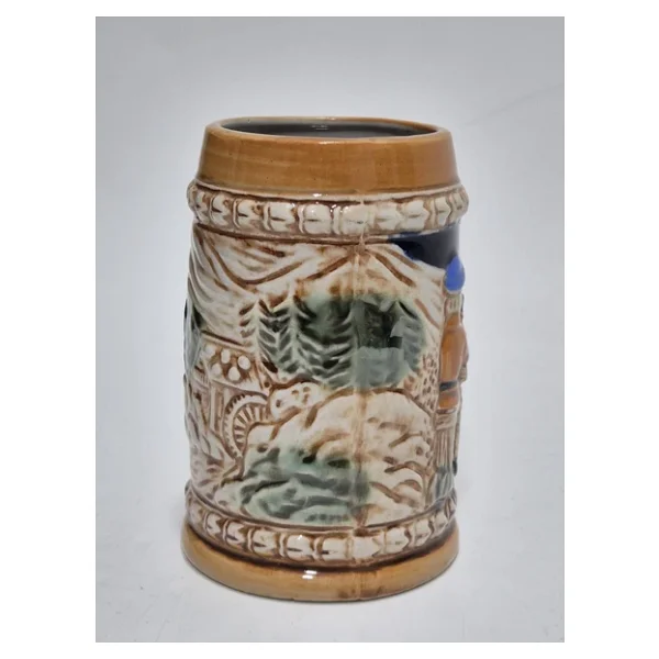 Vintage Tankart Kabartmalı İnsan Tasfirli Alman Seramik Bira Bardağı 11,8cm 001 - Görsel 5