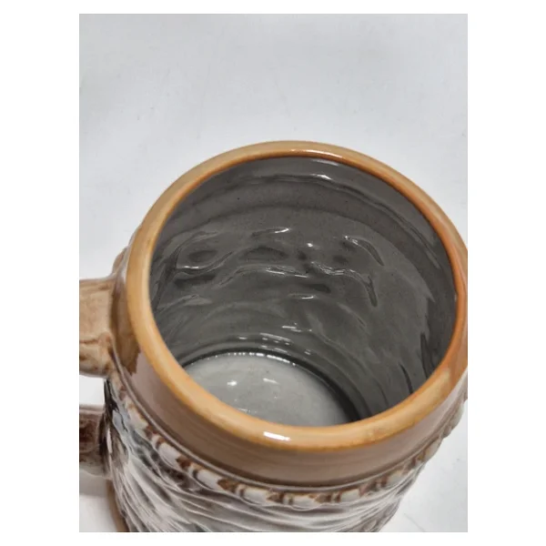 Vintage Tankart Kabartmalı İnsan Tasfirli Alman Seramik Bira Bardağı 11,8cm 001 - Görsel 8
