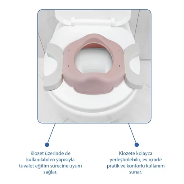 Babyjem 2 İn 1 Portatif Katlanabilir Seyahat Lazımlığı Klozet Adaptörü Soft Pembe + 5 Hediye Poşet - Görsel 3