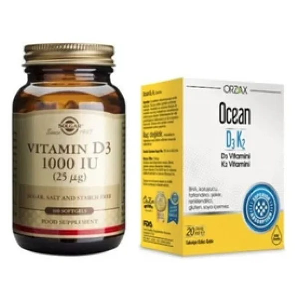 Solgar D3 Vitamini 1000 Iu 100 Kapsül + Ocean D3 K2 Vitamini Damla 20 Ml - Görsel 3