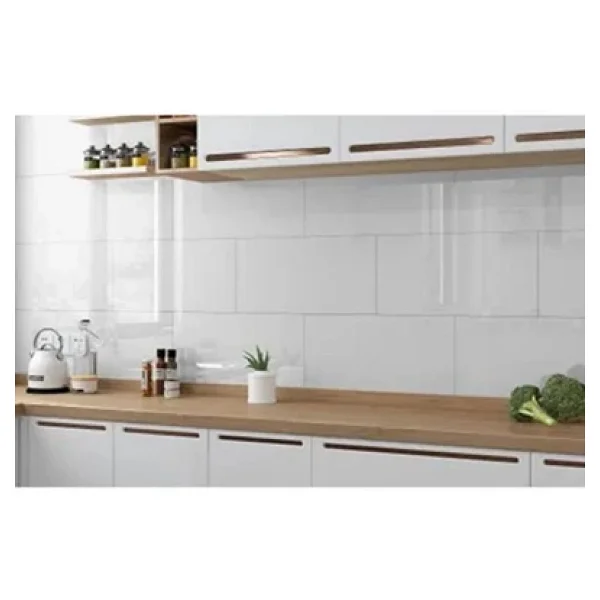 Shiny Düz Beyaz Parlak 30x60cm Yapışkanlı Mutfak Banyo Kaplama Köpük Duvar Paneli Kağıdı - Görsel 3