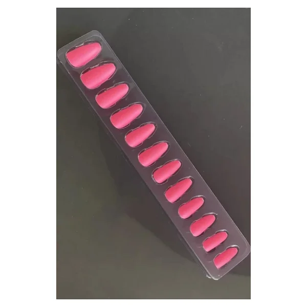 Caş Dekorasyon Pembe Renk 12'li Takma Tırnak Yapıştırıcılı - Görsel 5