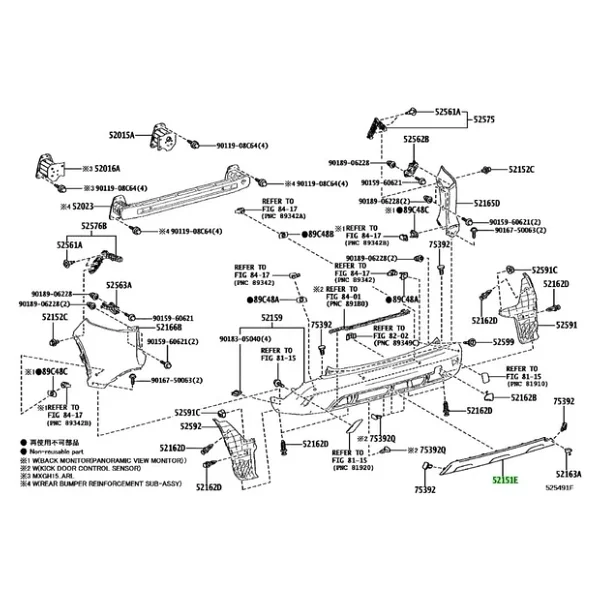 Toyota Corolla- Cross- 2022-2024 Arka Tampon Bandı Orta Siyah (Tyg) (Oem No:5215116903) - Görsel 3
