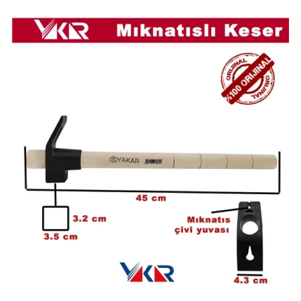 Yakar Mıknatıslı Keser Akıllı Keser (Saplı Gönderilir.) - Görsel 3