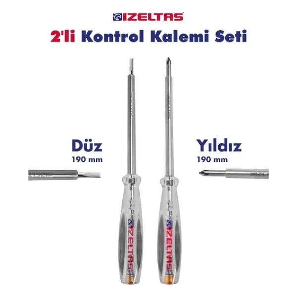 Izeltaş 2 Li Kontrol Kalem Seti Düz Ve Yıldız Uç 190 Mm - Görsel 3