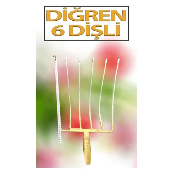 6 Dişli Metal Dirgen 38 Cm - Güçlü Yapı, Uzun Ömürlü Bahçe Yardımcısı Pancar Dirgeni - Görsel 3