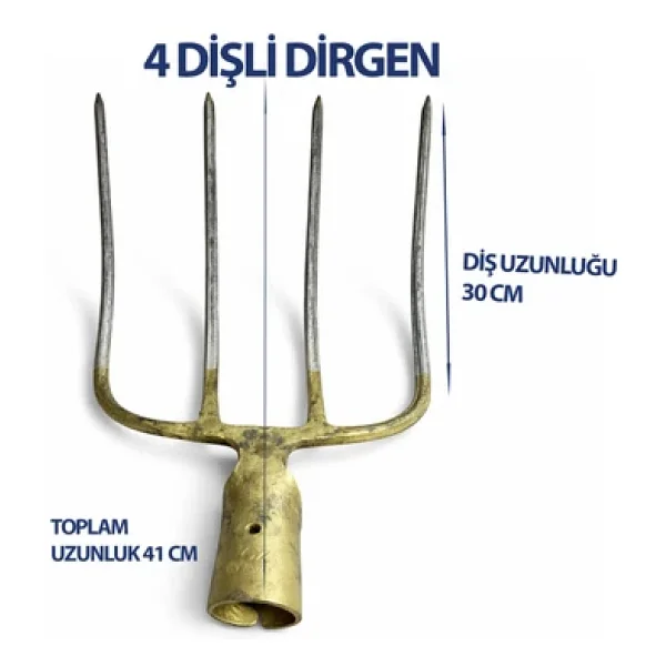 Profesyonel 4 Dişli Çelik Dirgen 42 Cm - Diş Uzunluğu 30 Cm Dayanıklı Ve Ergonomik Tasarım - Görsel 2