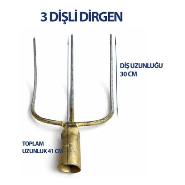 Profesyonel 3 Dişli Çelik Dirgen 42 Cm - Dayanıklı Ve Ergonomik Tasarım - Görsel 3