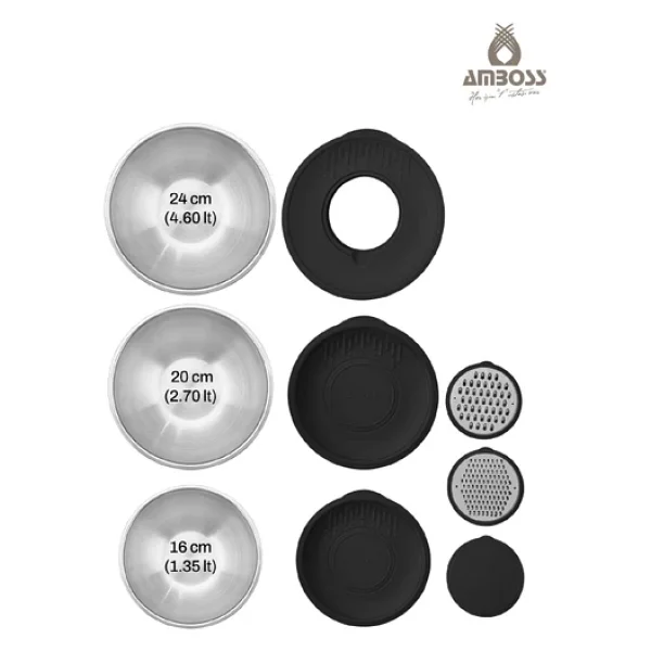 Amboss Mıxkeep Pro 15 Parça Çelik Karıştırma Kabı Ve Saklama Kabı - Görsel 7