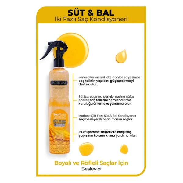Morfose Süt & Bal İki Fazlı Kondisyoner 400 Ml Fön Suyu - Görsel 6