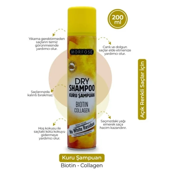 Morfose Biotin & Collagen Açık Renkli Saçlar 200 Ml Kuru Şampuan - Görsel 2