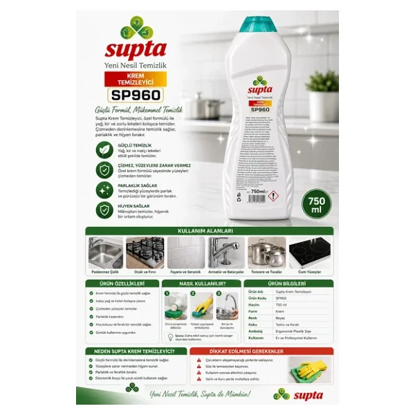 Supta Krem Temizleyici 750 Ml - Görsel 4