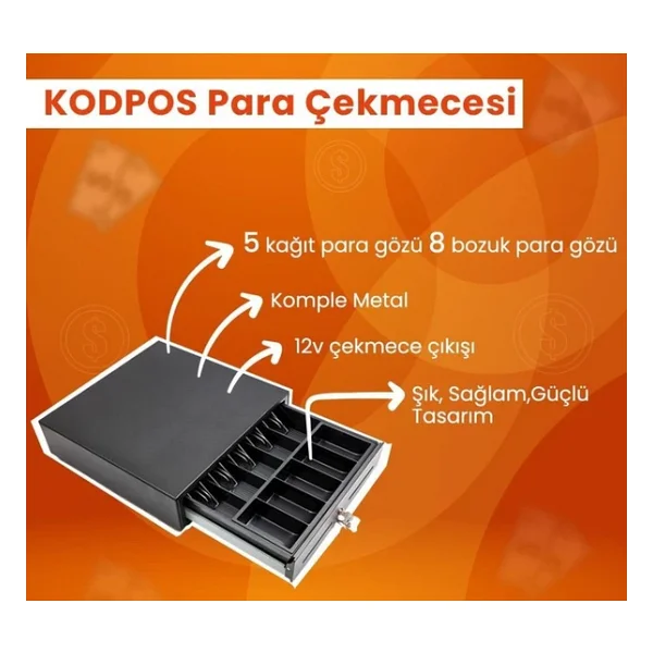 Kodpos 5 Bölme Metal Para Çekmecesi - Görsel 5