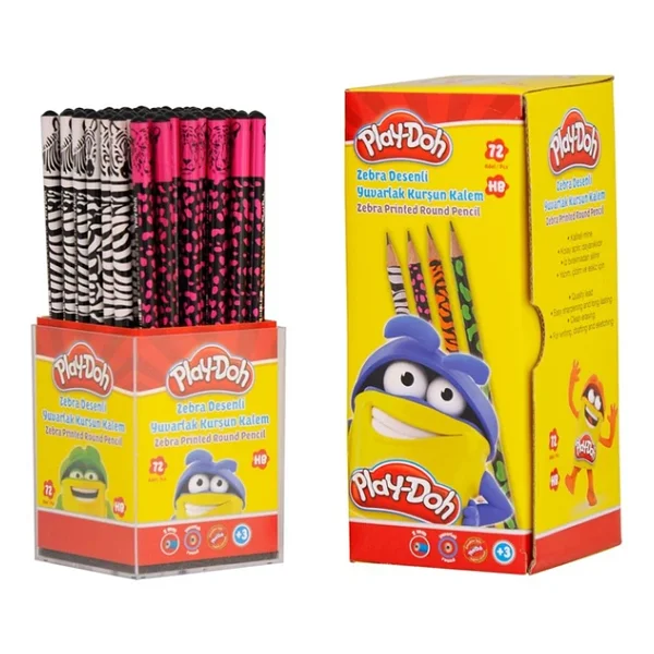 Play-Doh Zebra Desenli Yuvarlak Kurşun Kalem 72'li Stand Play-Kk010 - Görsel 3