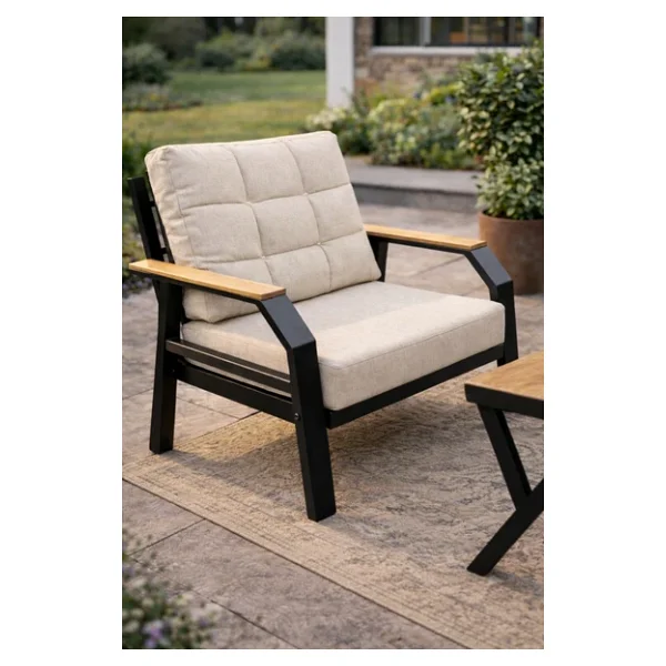 Ard & Garden Kavacık 2+1+1 Masalı Gri Bahçe Oturma Takımı Balkon, Teras, Veranda, Minderli Metal Koltuk Takımı - Görsel 5