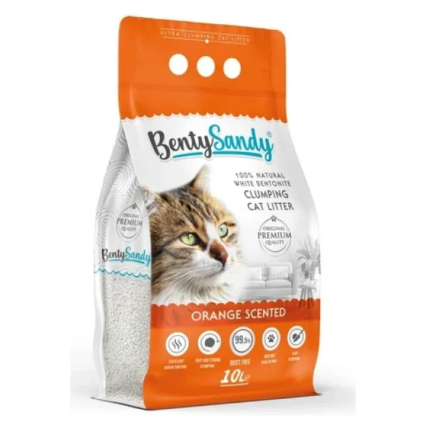 Bentysandy Portakal Kokulu 10 Lt İnce Taneli Bentonit Kedi Kumu - Görsel 4