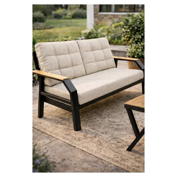 Ard & Garden Kavacık 2+1+1 Masalı Gri Bahçe Oturma Takımı Balkon, Teras, Veranda, Minderli Metal Koltuk Takımı - Görsel 4