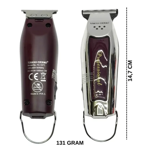 İnter Mac3 Tc-1071 Profesyonel Şarjlı Ense Çizim Ve Sakal Şekillendirme Makinesi - T-Cut Bıçak - Görsel 5