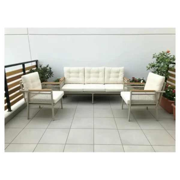 Adımshops Opal 3+1+1 (Gri) Metal Gövde Balkon-Bahçe-Kafe,Çay Seti,Koltuk Takımı,Oturma Grubu,Ofis Koltuğu - Görsel 4