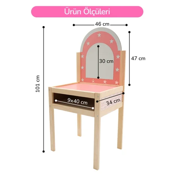 Ahşap Çocuklar İçin Makyaj Masası - Görsel 7