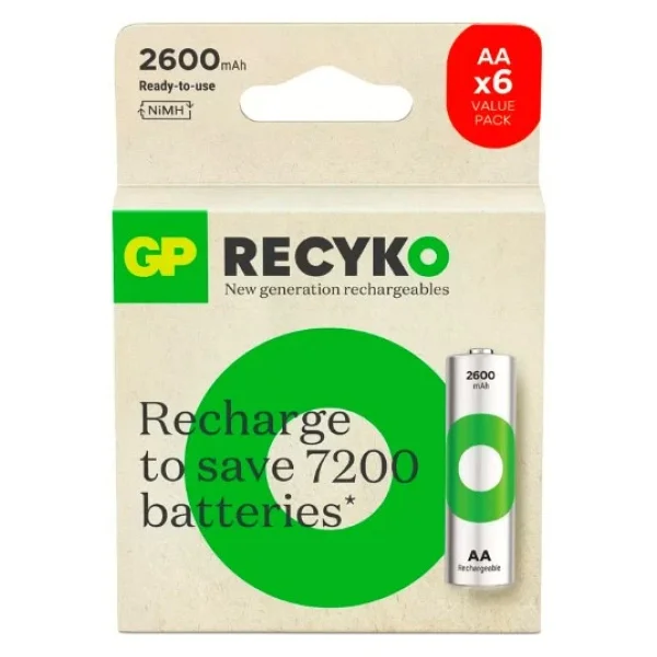 Gp Recyko 2700 Serisi 2600 mAh 6'lı Şarjlı Aa Kalem Pil - Görsel 4