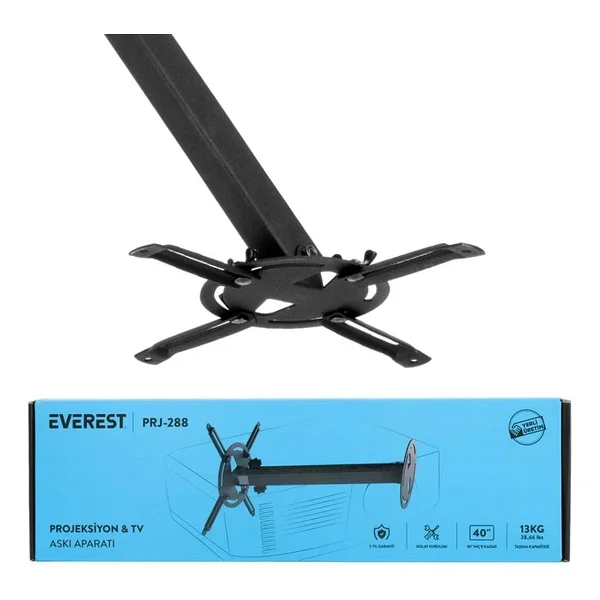 Everest Prj-288, Teleskopik Ayak (37-52cm), 13kg Taşıma, Projeksiyon Ve Monitör, Askı Aparatı - Görsel 8