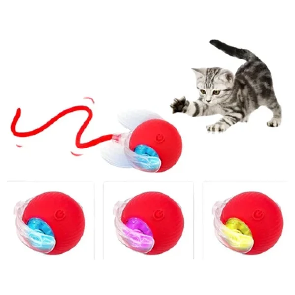 Hareketli Şarjlı Işıklı 360 Derece Dönen Akıllı Oyun Topu Kuyruklu İnteraktif Kedi Köpek Oyun Topu - Görsel 6