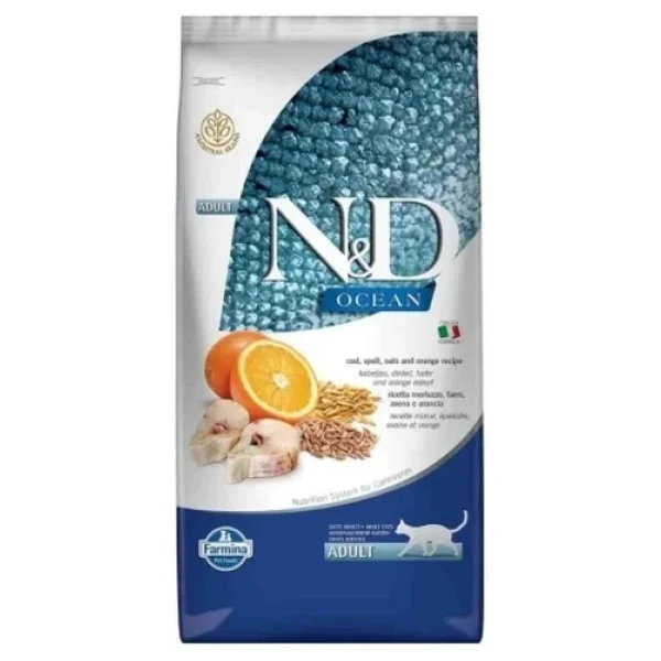 N&D Ocean Düşük Tahıllı Morina Balıklı Ve Portakallı 10 Kg Yetişkin Kedi Maması - Görsel 3