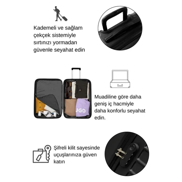 Louisiana Polo 1168 Abs Siyah Büyük Boy Valiz - Görsel 8