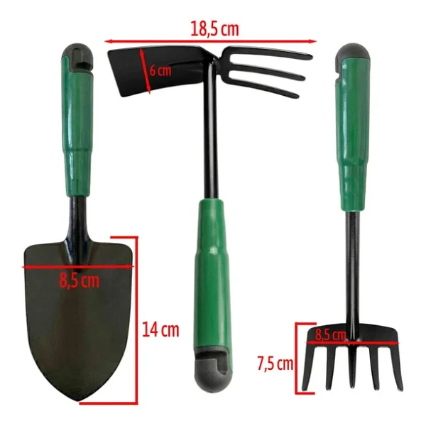 Çapa Tırmık Kürek 3'lü Set Metal Hobi Bahçe El Aletleri Saksı, Çiçek, Bitki Ve Toprak Kazma Seti - Görsel 5