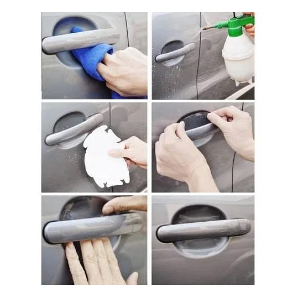 8 Adet Araba Kapı Kolu Koruyucu Çizilme Önleyici Şeffaf Sticker Film Koruma Seti - Görsel 3