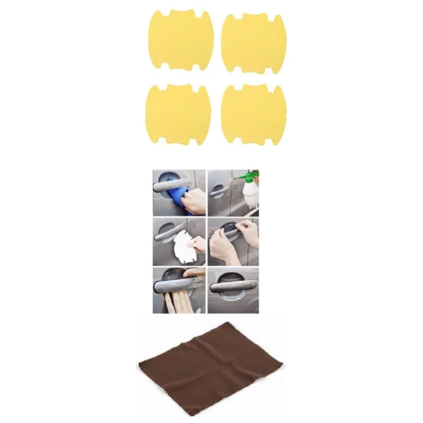 5li Set Araba Kapı Kolu Koruyucu Çizilme Önleyici Şeffaf Sticker Film Koruma Seti - Görsel 6