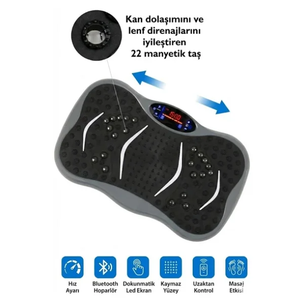 Konsolplus 3d 5 Programlı Titreşimli Spor Kondisyon Fitness Egzersiz Aleti Vipration Plates Gri - Görsel 3