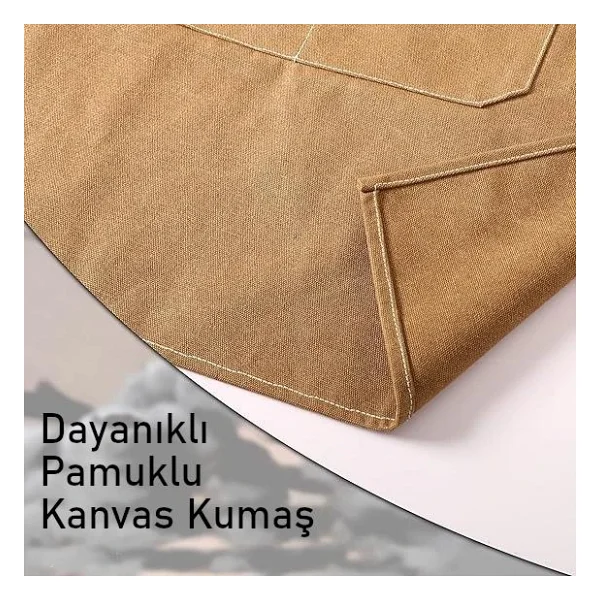 Valkyrie Unisex Kanvas Mutfak Önlüğü Ayarlanabilir Askılı Cepli Barista Garson Servis Önlüğü Kahve - Görsel 7