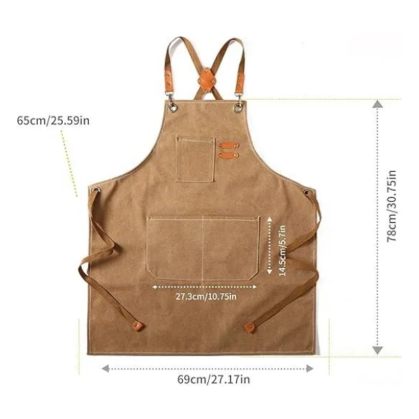 Valkyrie Unisex Kanvas Mutfak Önlüğü Ayarlanabilir Askılı Cepli Barista Garson Servis Önlüğü Kahve - Görsel 6