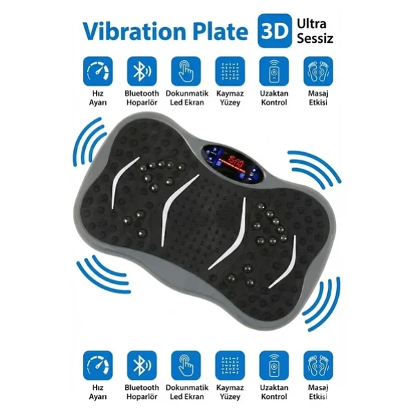 Konsolplus 3d 5 Programlı Titreşimli Spor Kondisyon Fitness Egzersiz Aleti Vipration Plates Gri - Görsel 4