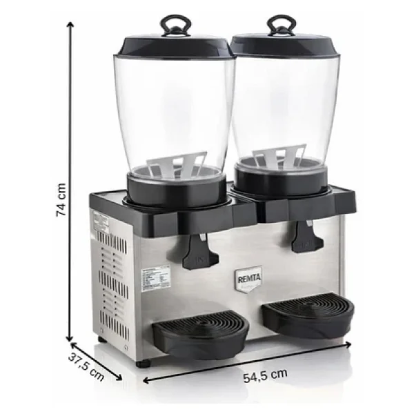 Remta St35 Royal Mini 11+11 Litre İkili Şerbet Ve Ayran Soğutucu - Gri - Görsel 3