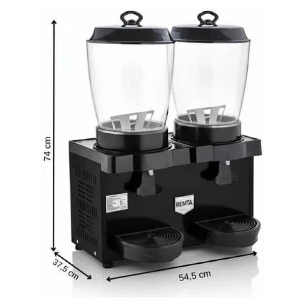 Remta St35 Royal Mini 11+11 Litre İkili Şerbet Ve Ayran Soğutucu - Siyah - Görsel 3