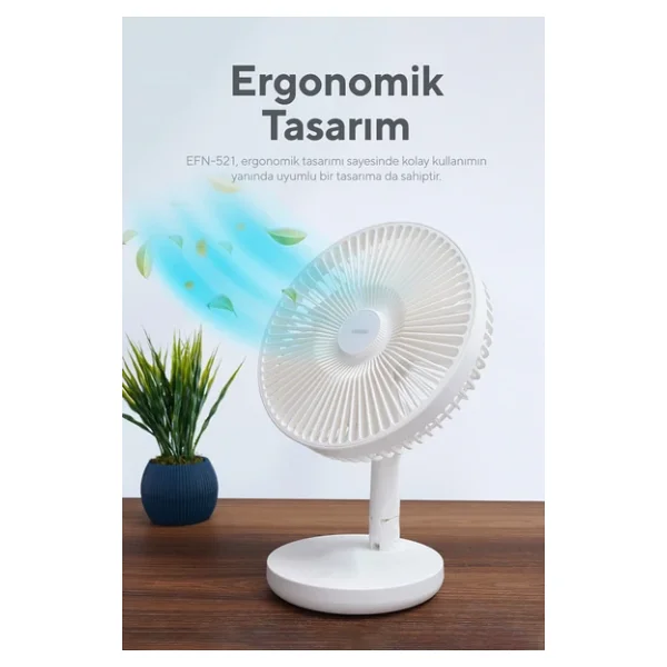 Everest Efn-521 Masaüstü Şarj Edilebilir USB Fan Beyaz - Görsel 6