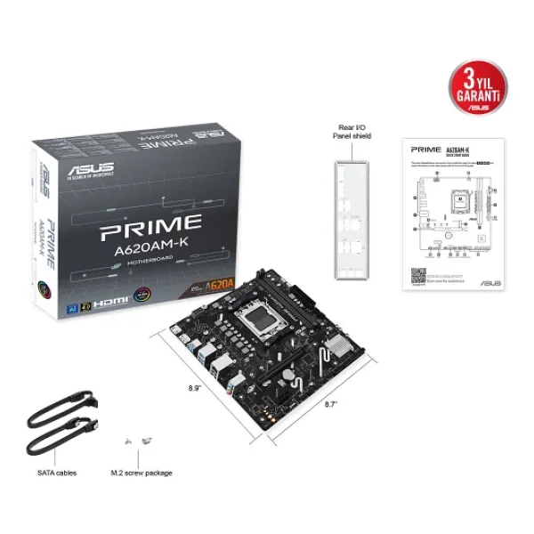 Asus Prime A620am-K AMD Am5 DDR5 Micro Atx Anakart - Görsel 8