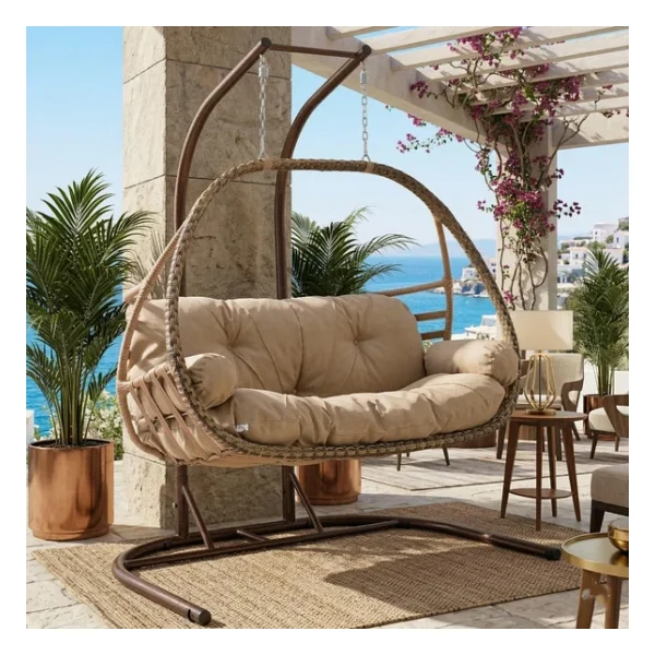Rehome Malta Çift Kişilik Rattan Bahçe Salıncağı - Görsel 6