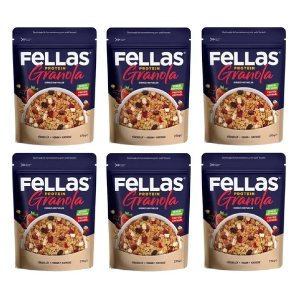Fellas Vegan Protein Granola Kırmızı Meyveler 270 Gr X 6 Adet - Görsel 5