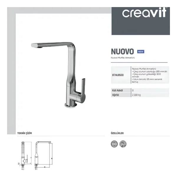 Creavit Nuovo Krom Eviye Bataryası Nu8500 - Görsel 3